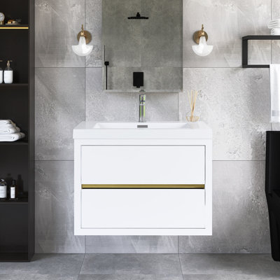 Meuble-lavabo mural 30 po avec comptoir en pierre composite