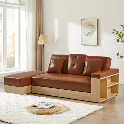 Hermas 82.3'' Faux Leather Sleeper Sofa