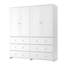 4-Door Sandrea With Mirror, Wardrobe Closet With 6 Drawers-301627845