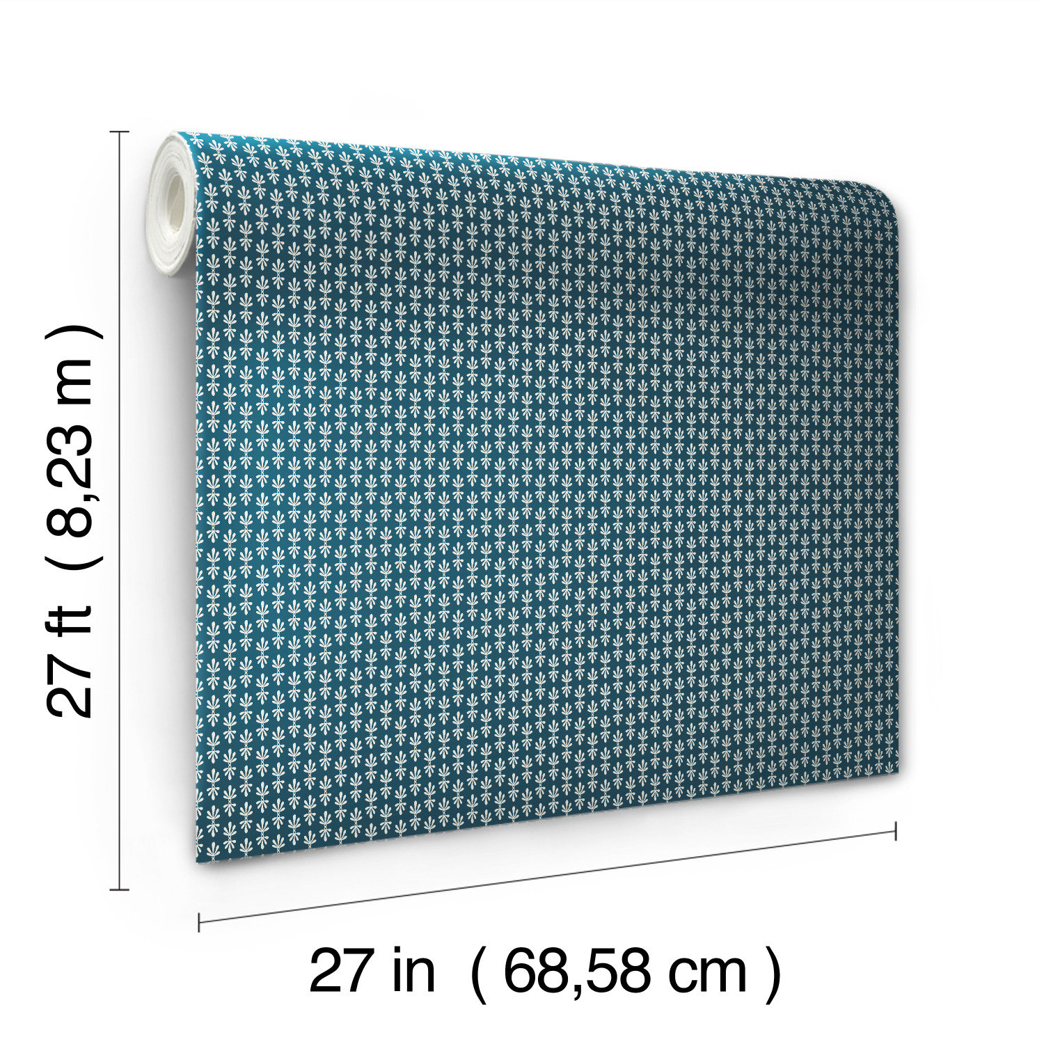 Petal Wallpaper Double Roll, Navy
