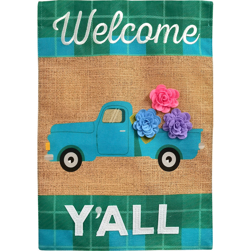 Drapeau de jardin Welcome Y'all Burlap