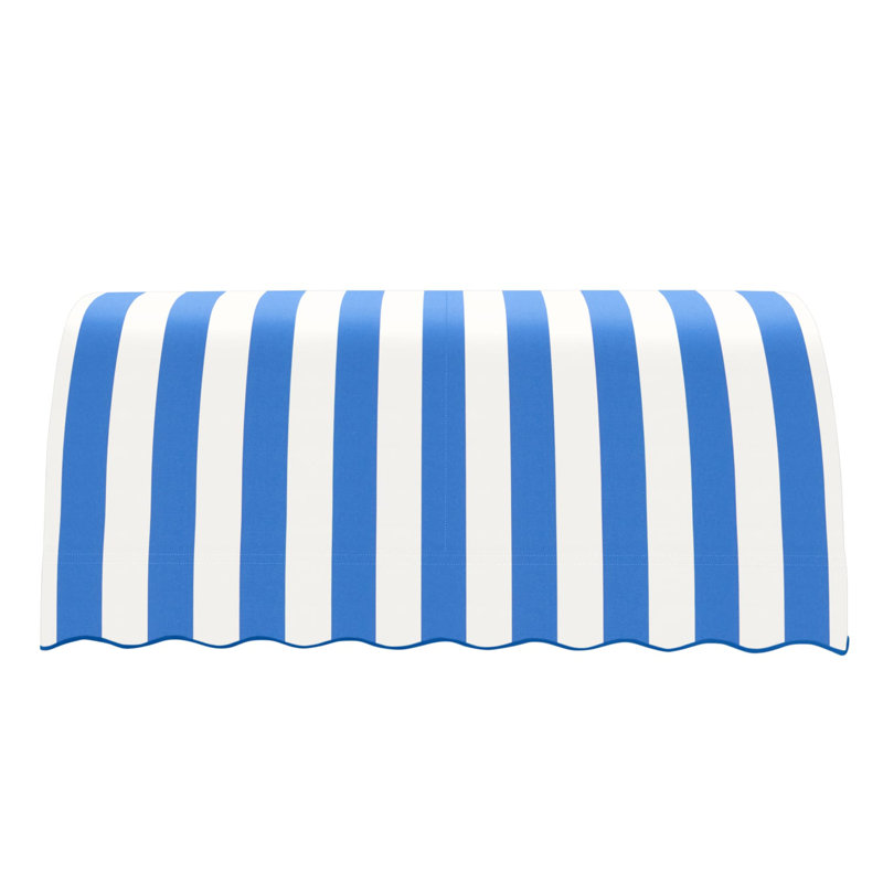 Awntech Savannah Acrylic Fabric Fixed Awning, Bright Blue/White Stripe, 44" H x 124.5" W x 36" D