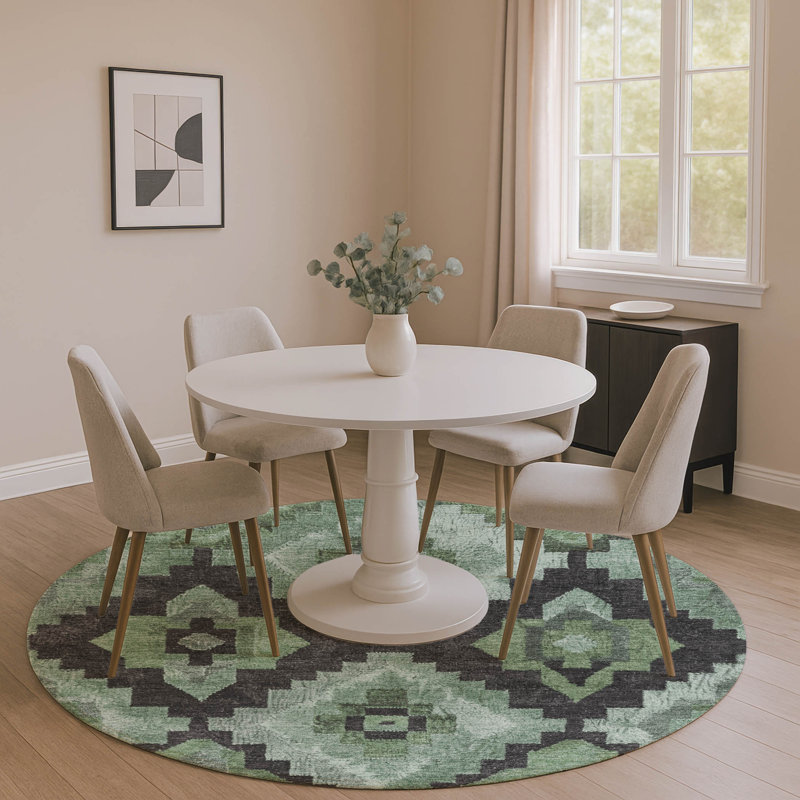 Premium Machine Washable Farolt AMF1894 Aztec Rug, Round 8'