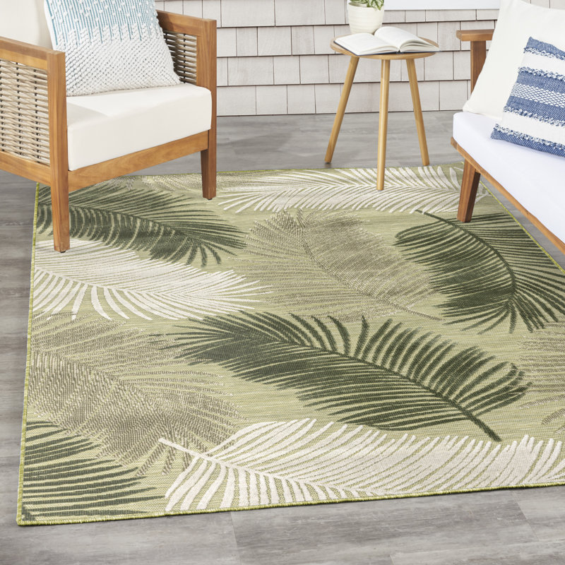 Nourison Suncoast 4' x 6' Green Tropical Rug, Green, Rectangle 4' x 6'