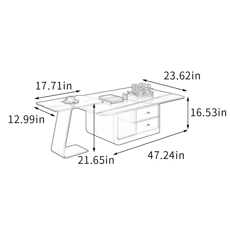 Ensemble de tables basses simples pour petit appartement, H 16,53 po x L 47,24 po x l 23,62 po, Noir et or, Noir
