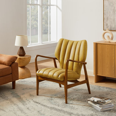 Mid-Century Modern Full-Grain Leather Solid Ash Chair