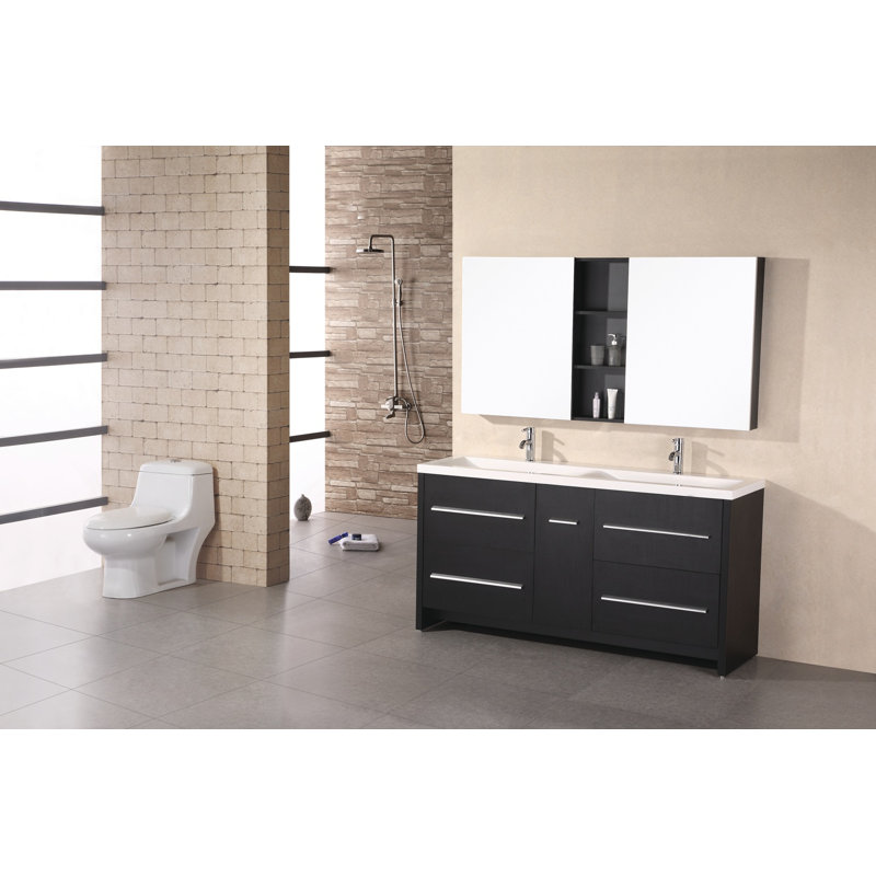 Ensemble de meuble-lavabo de salle de bain double 63 po avec miroir Royal, Espresso