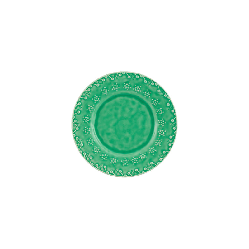 Flora Earthenware Salad/Dessert Plate, Green