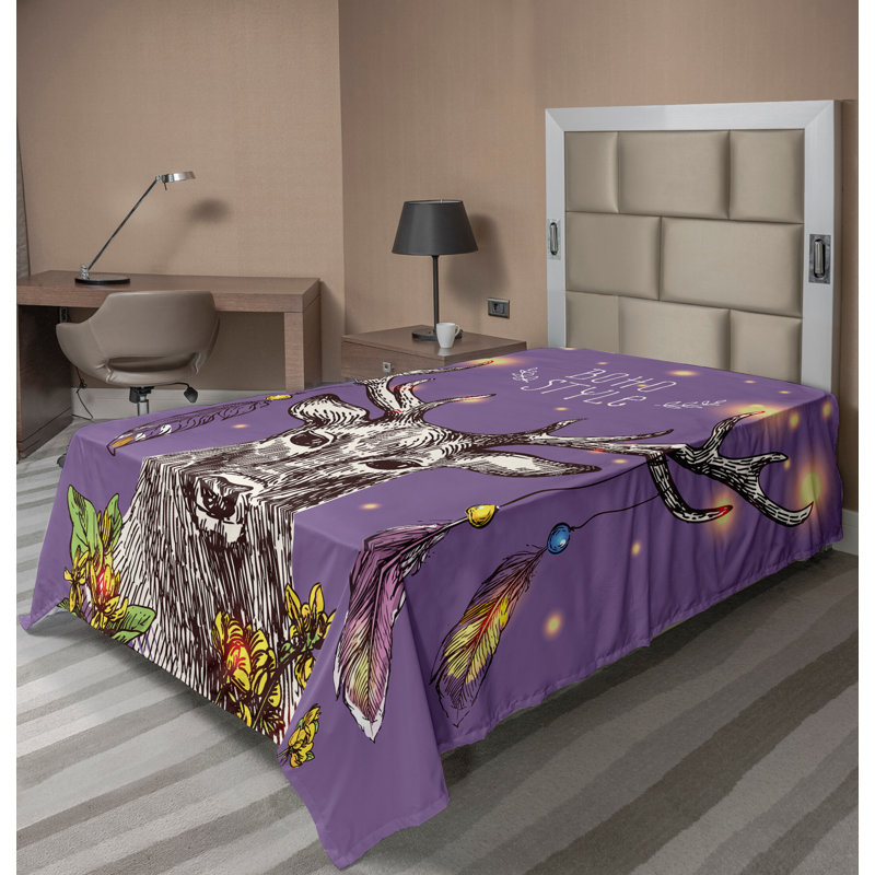Drap Ambesonne Boho, Drap plat pour lit simple