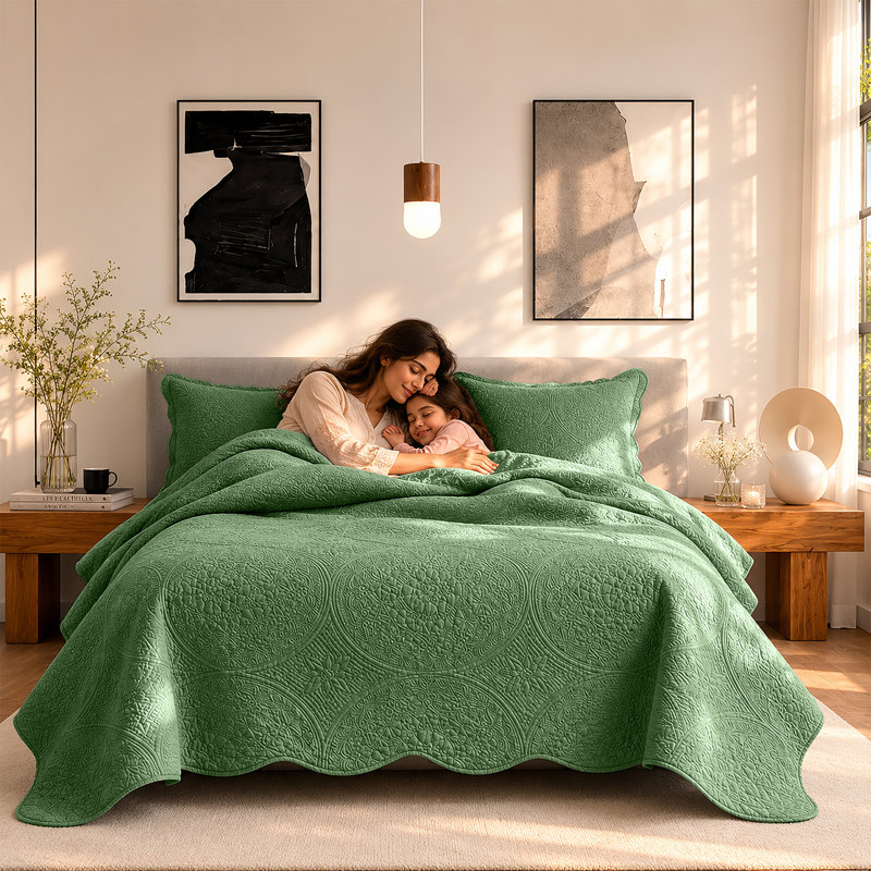 Literie Moonlight à motif floral surdimensionné – Literie respirante et réversible pour toutes les saisons, King, EMERALD