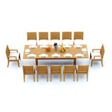 6 Seats 7 Pcs Grade-A Teak Wood Dining Set: 122" Atnas Double Extension Rectangle Table And 6 Atnas  Chairs (2 Arm & 4 Armless Chairs) #11AT2802