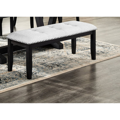 Transitional Upholstered Bench With Grey Seat And Black Legs For Home Decor Gray Furnishings