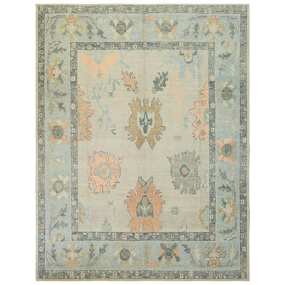 Oushak Rugs One-of-a-Kind Rectangle 9'3" X 11'10" Wool Area Rug Green