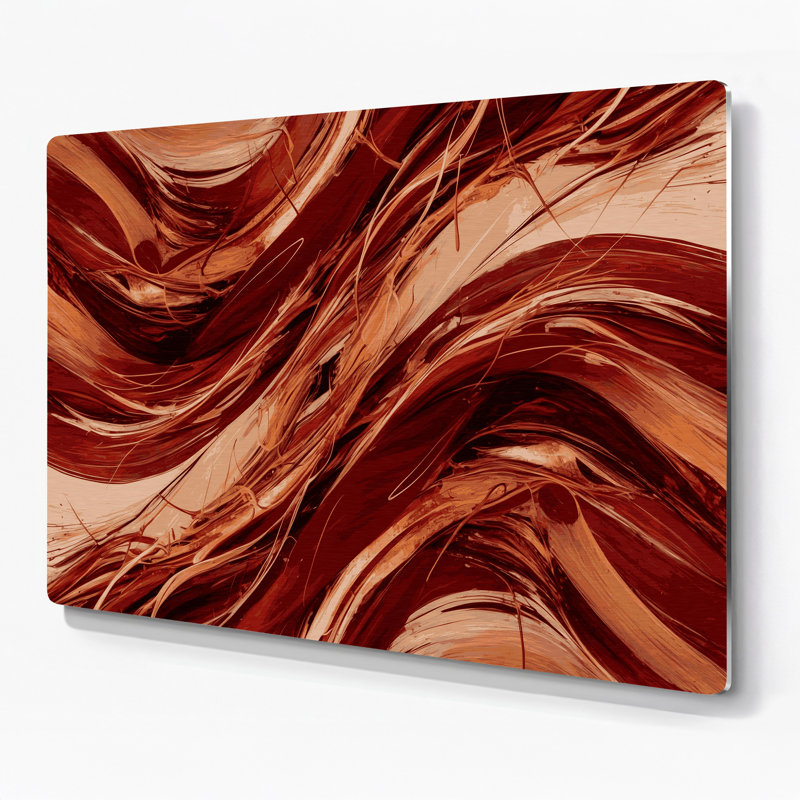 «Lyrical Abstraction 5», art mural en métal rouge, H 11 po x l 14 po