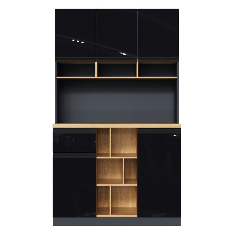 185cm Kitchen Pantry, Black