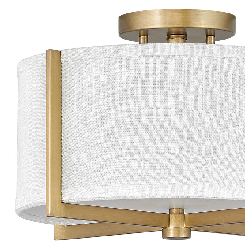 Axis 2-Light 14.5" Semi Flush Mount, Heritage Brass, Off White