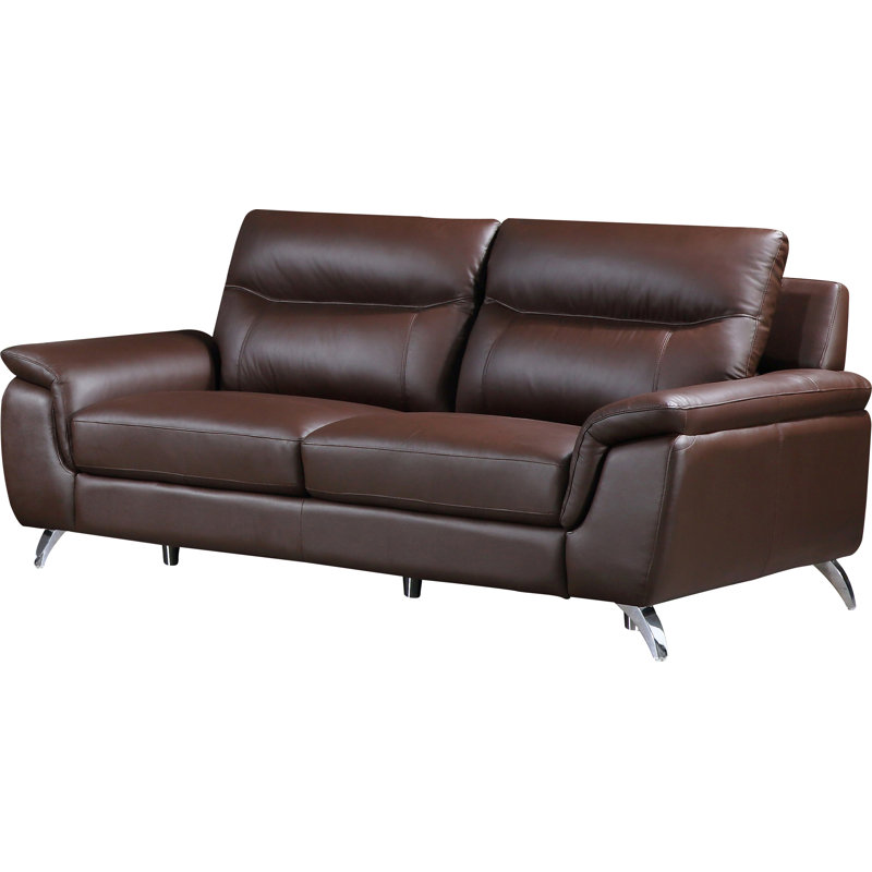 Lorrain Upholstered 78.75'' Sofa, Brown Genuine Leather