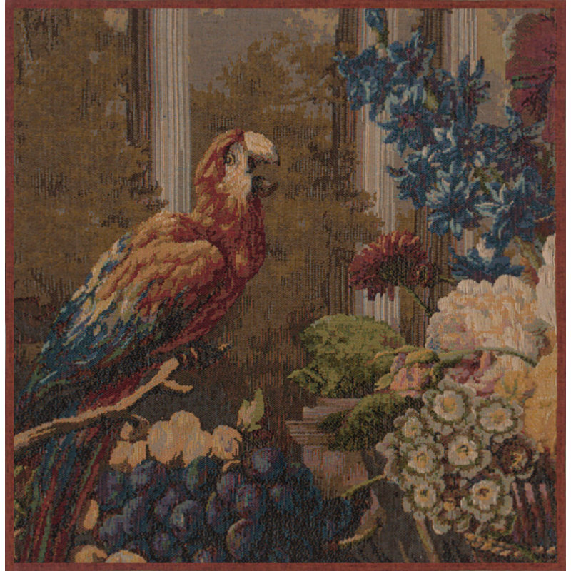 Perroquet French Country Floral Cotton Jacquard Pillow Cover