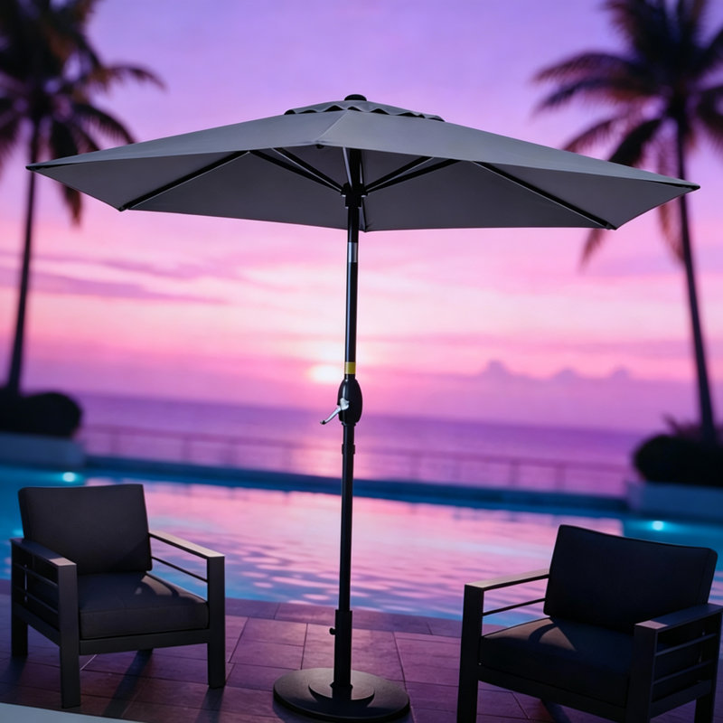 11 pi. Parasol de patio moderne en porte-à-faux, L 90 po x P 90 po, Gris