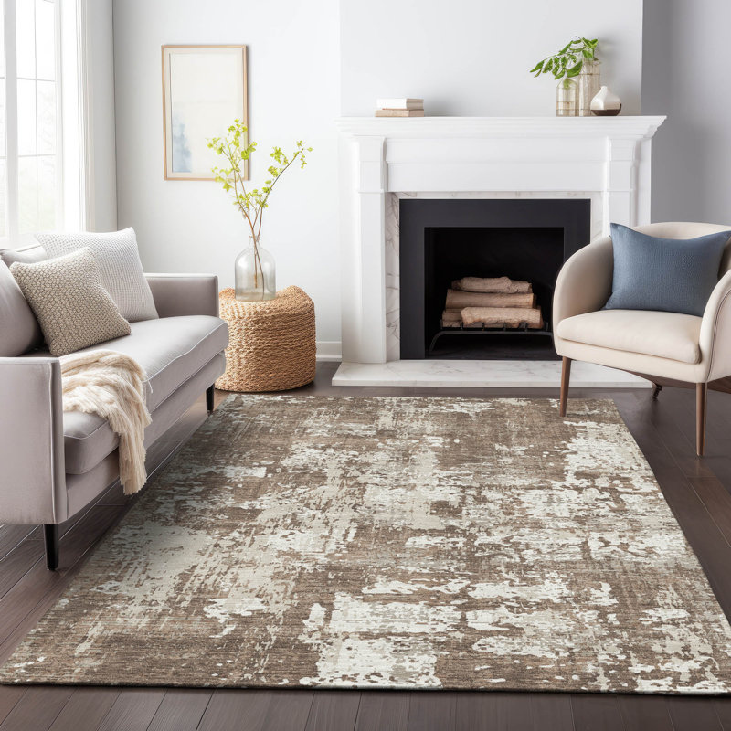 Tapis intérieur / extérieur brun Caelan , 9 pi x 12 pi