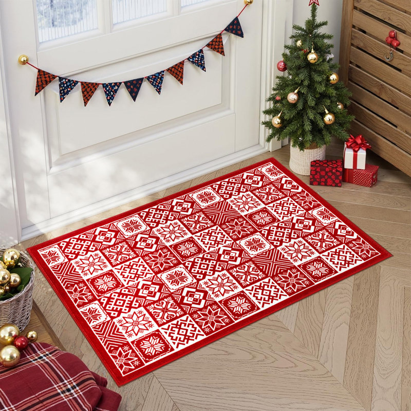Christmas Decorative Area Rug Machine Washable Rug with Non-Slip Backing, Rectangle 2' x 3'