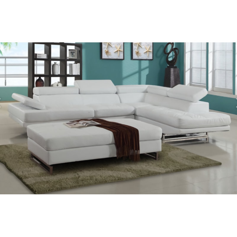 Canapé modulaire en cuir Endiyah, Similicuir noir
