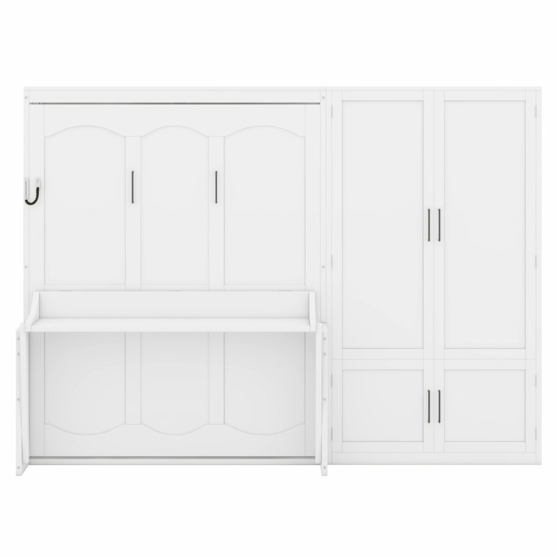 Lit escamotable mural avec placard, Blanc