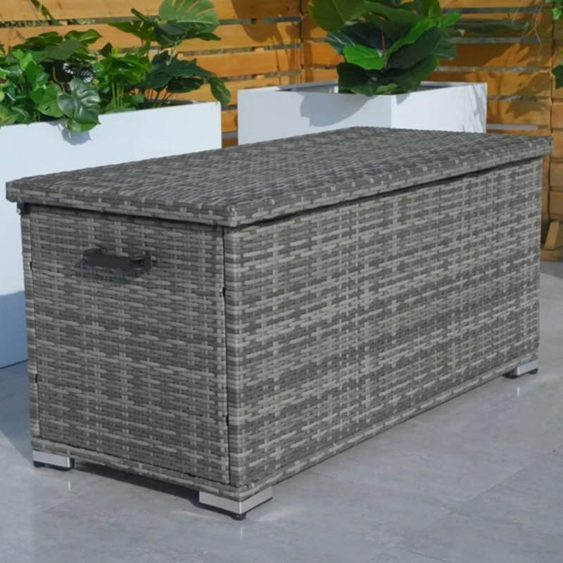 Moda Furnishings Water Resistant Metal Lockable Deck Box, 22" H x 48" W x 22" D, Gray