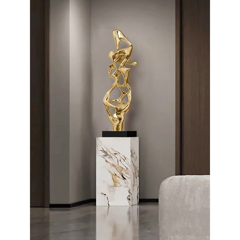 Élément de décoration en marbre électrolytique abstrait moderne et luxueux, Doré