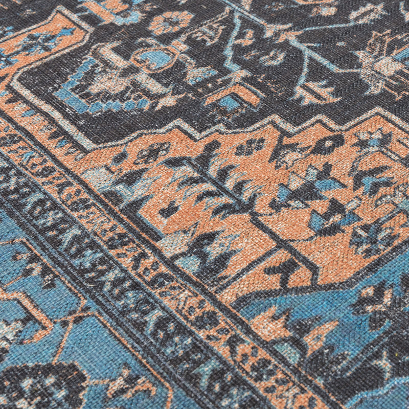 Mason Flatweave Blue/Orange Rug, Rectangle 200 x 290cm