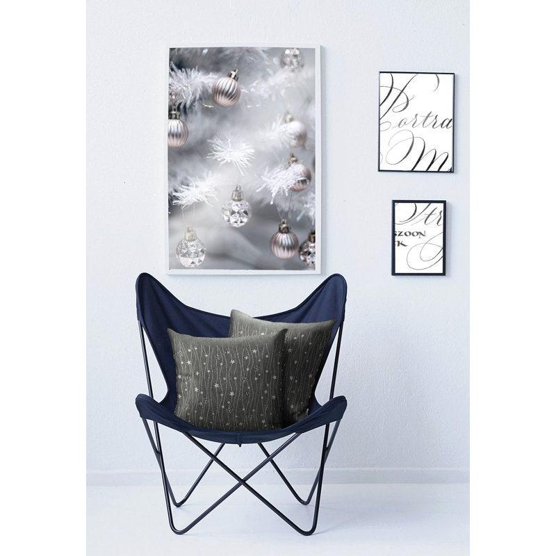 Brais Square Cushion, 48cm H x 48cm W, Gray/Silver, Polyester/Polyfill