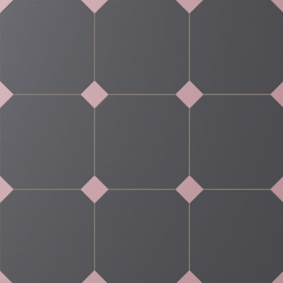 Vaudeville Octagon Antracita W/Taco 7-7/8 In. X 7-7/8 In. Porcelain Floor And Wall Tile