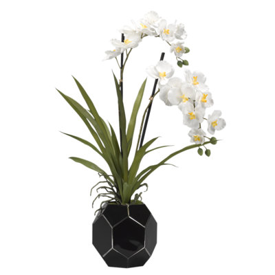 Silk-Polyester, Plastic Blend Orchid Arrangement in Vase