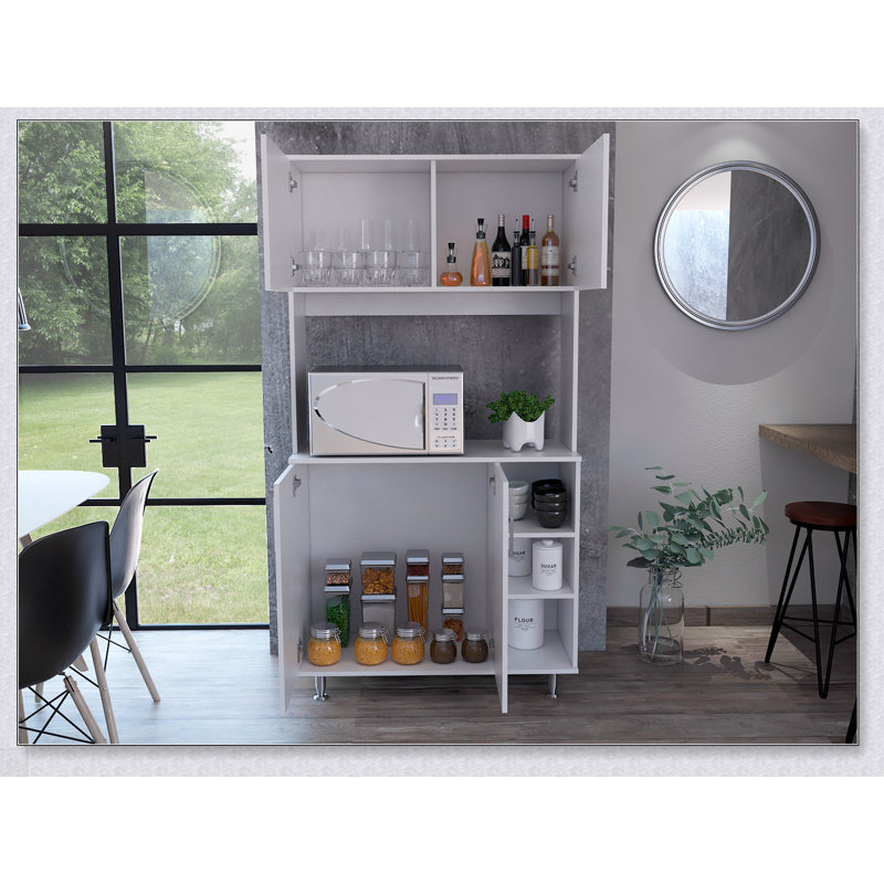 Armoire garde-manger à 3 tablettes Bayshore avec rangement spacieux et design élégant pour les cuisines modernes, finition blanche, durable et organisée