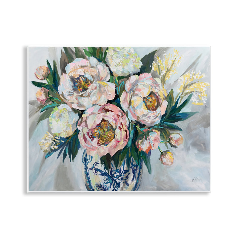 Bouquet de mariée dans un vase orné, art par Jeanette Vertentes