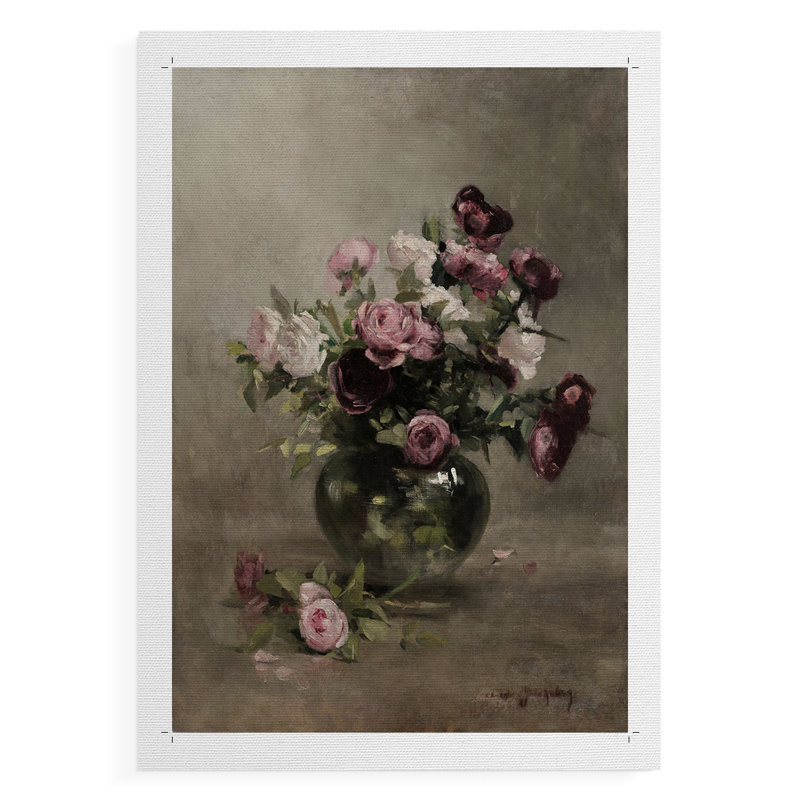 Imprimé floral rétro CXII - impression sur toile seulement - non encadrée, H 36 po x l 24 po