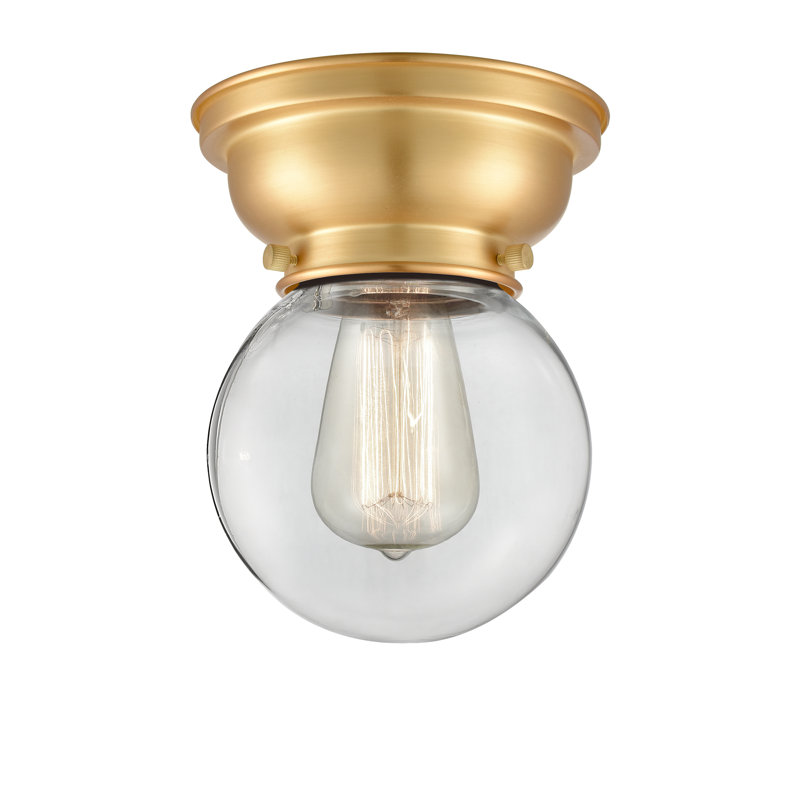 Plafonnier encastré en verre Lorri, Ampoule non incluse, Transparent, Or satiné