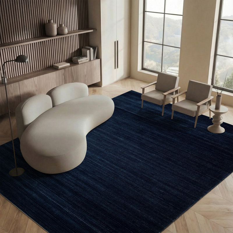 Tapis d'intérieur bleu marine Arneshia, Rectangle 8 pi x 10 pi