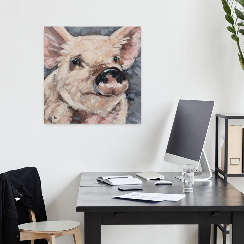 Benny le cochon, art animalier contemporain, H 18 po x l 18 po