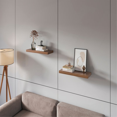 Iva Floating shelf in melamine x2 ,Walnut