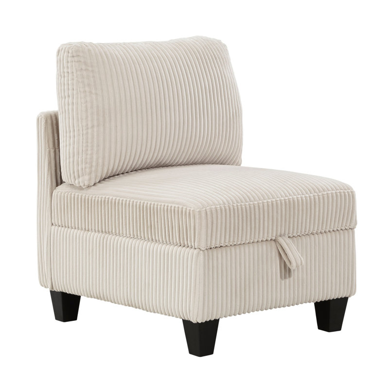 Chaise sans accoudoirs avec rangement modulaire 1pc Modern Living, Tissu beige