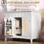 Meuble-lavabo de 91 cm avec lavabo, meuble de salle de bain moderne sur pied avec 2 tiroirs et portes doubles, lavabo simple blanc encastré, meuble sous-vasque