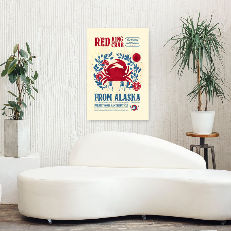 Art contemporain rétro, crabe rétro, H 36 po x l 24 po