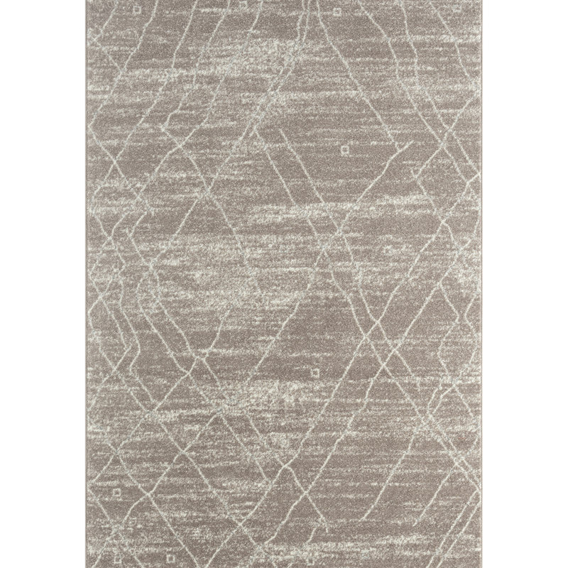 Tapis brun à motif abstrait Wauneta, Rectangle 5 pi 3 po x 7 pi 6 po