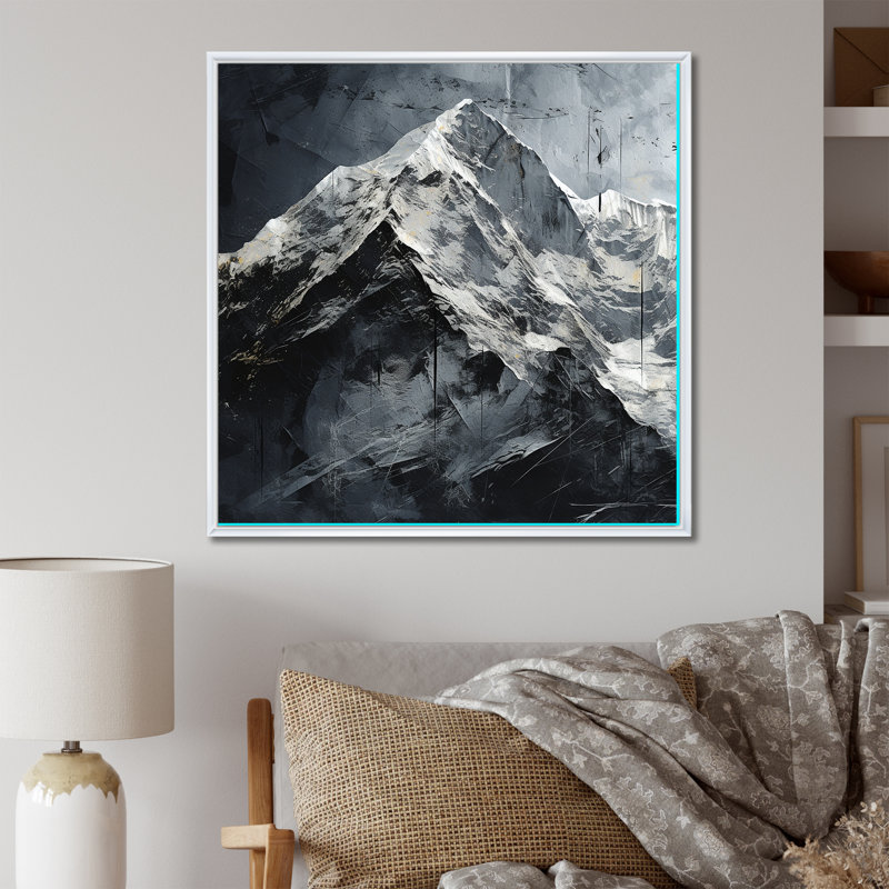 Snowy Mountain Peak sur toile, H 24 po x l 24 po x P 1 po, Cadre flottant blanc