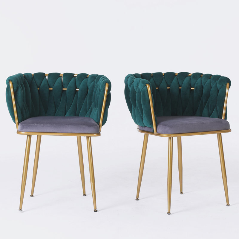 Yescenia Velvet Side Chair, Dark Green Velvet