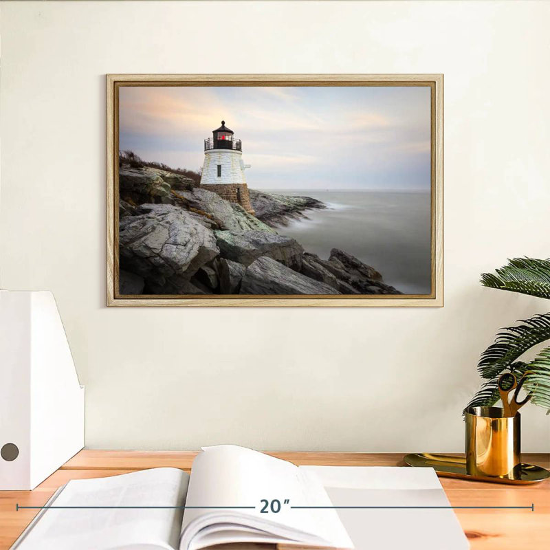 Phare de Coastal Castle Hill, Cadre flottant en bois naturel, 13 po x 9 po