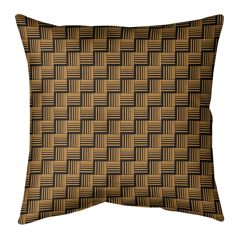 Rayures tressées contrastantes Coussin décoratif, Duvet synthétique, 18 po x 18 po, Orange foncé