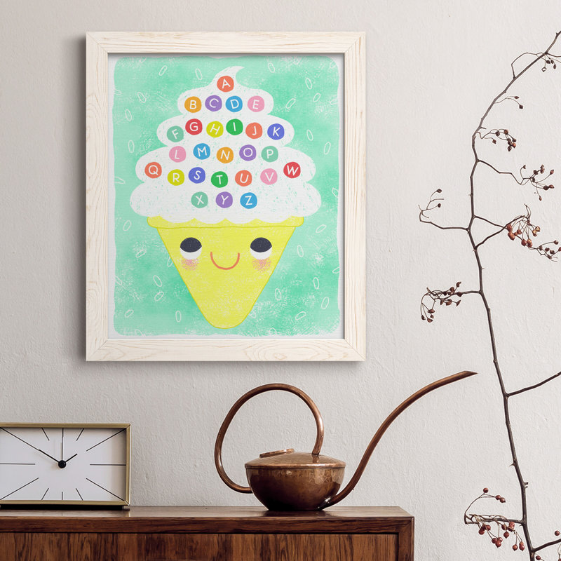 Ice Cream Alphabet - cadre photo, impression sur toile, H 44 po x l 31 po x P 1 po, Blanc