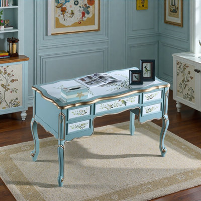 American Country Style Painted Five-drawer Desk